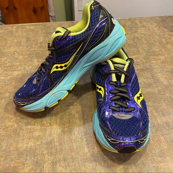 Saucony Ride 7 Running Shoes Women's Size 7.5 Blues & Yellow Multicolor - Picture 1 of 9